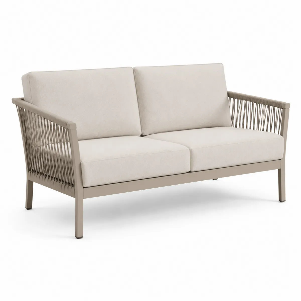 Sofa ogrodowa dwuosobowa aluminiowa z poduszkami z poliestru