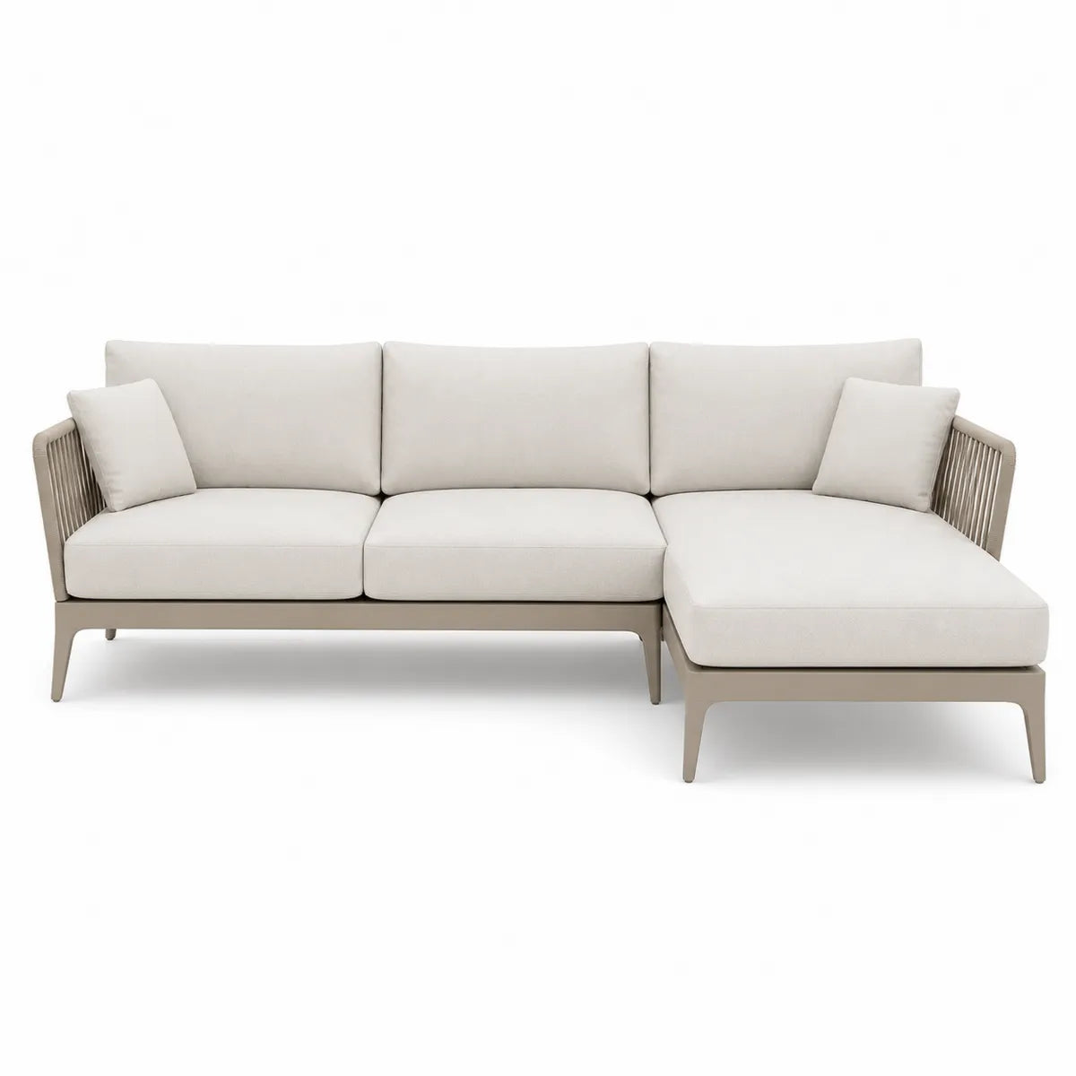 Sofa narożna z poliestru i aluminium beżowa