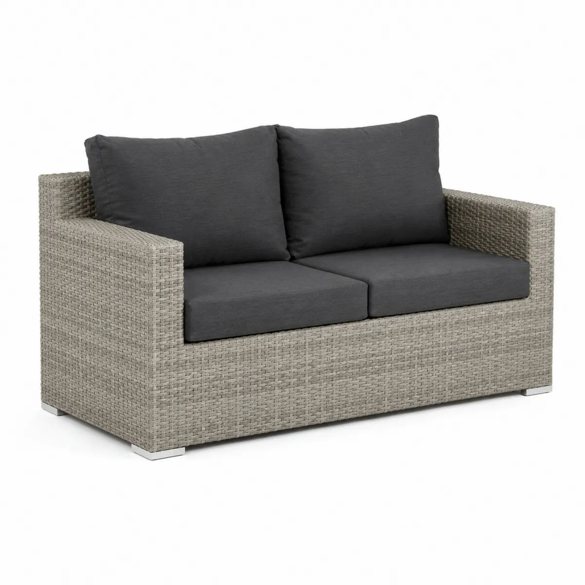 Sofa z technorattanu z poduszkami poliestrowymi, szary/antracytowy