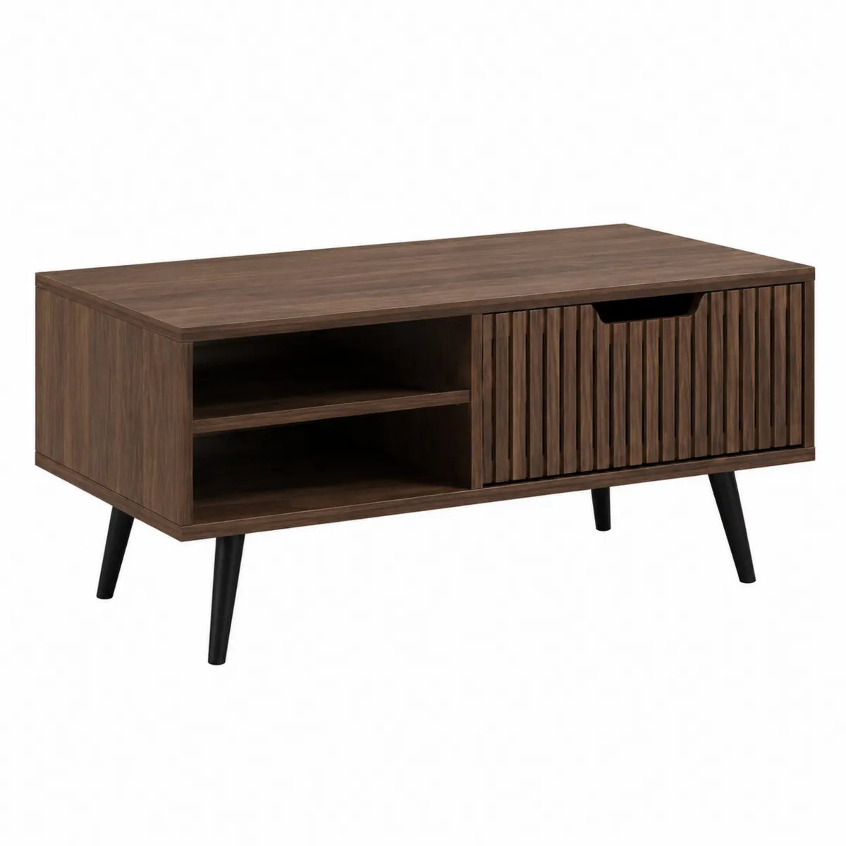 Brązowy stolik kawowy MDF i metal 100x50x45 cm