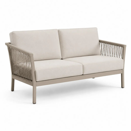 Sofa ogrodowa dwuosobowa aluminiowa z poduszkami z poliestru