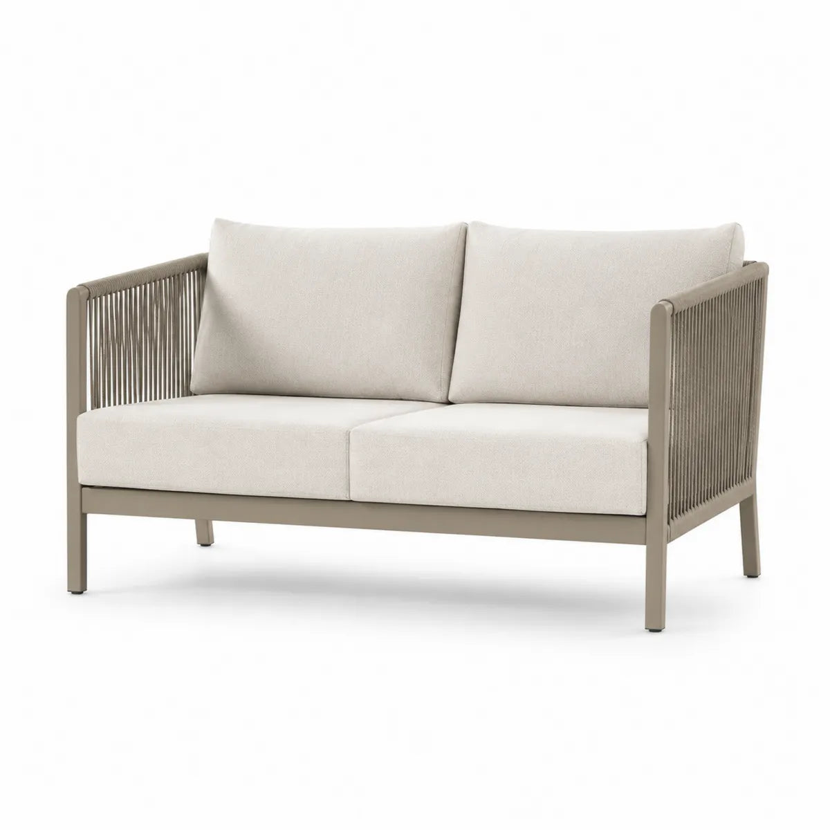Dwuosobowa sofa z aluminium i liny, beżowa, 140 cm