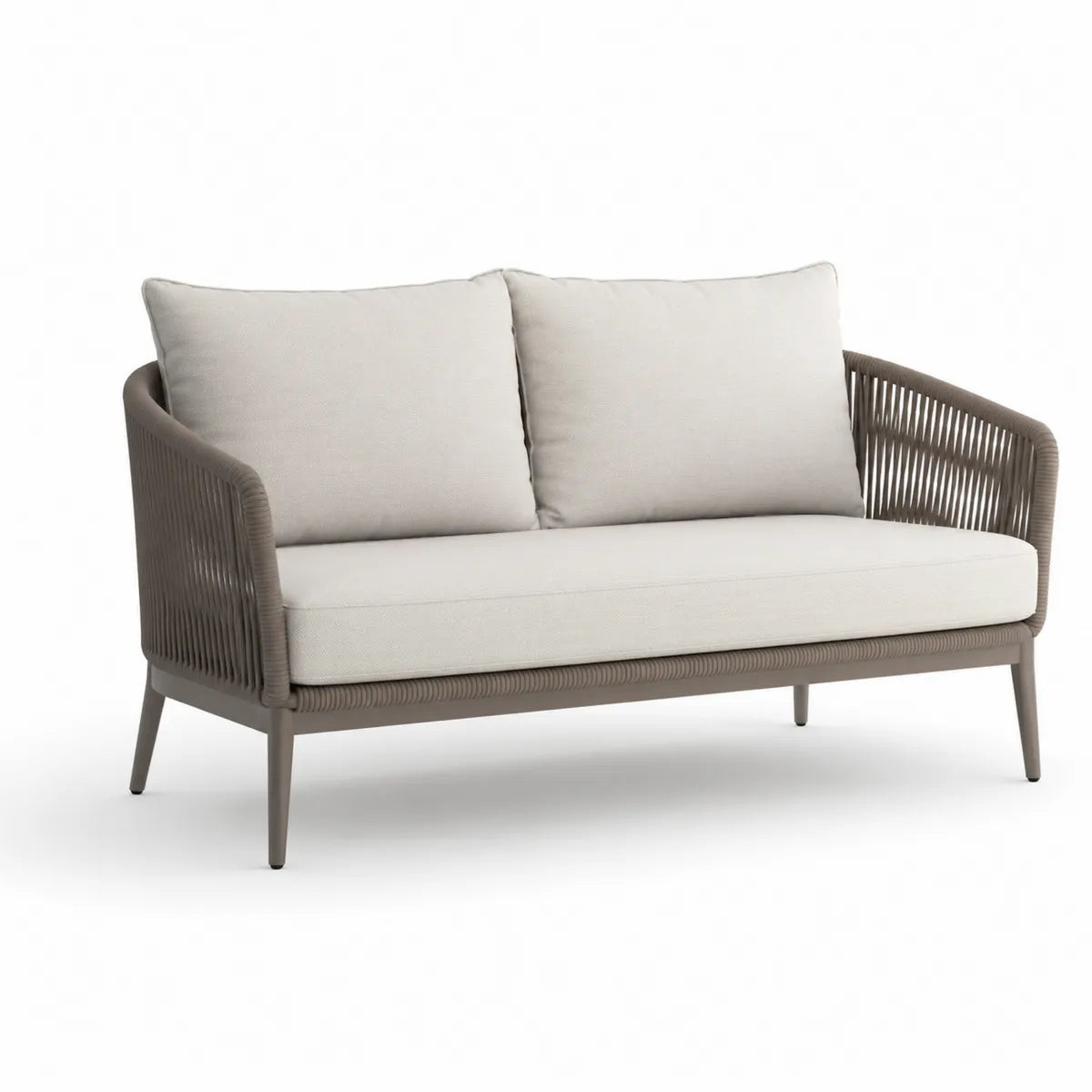 Sofa ogrodowa 2-osobowa stalowa beżowa