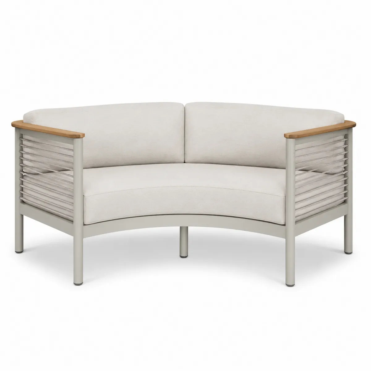 Sofa narożna ogrodowa z aluminium i drewna tekowego, kolor beżowy