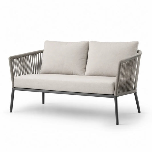 Sofa ogrodowa piaskowa aluminium poliester 150x80x75 cm