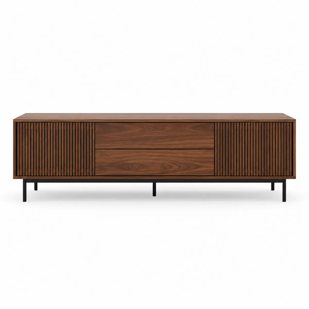 Szafka RTV z forniru orzechowego z metalowymi nogami 160x50x40 cm