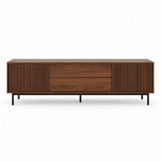 Szafka RTV z forniru orzechowego z metalowymi nogami 160x50x40 cm