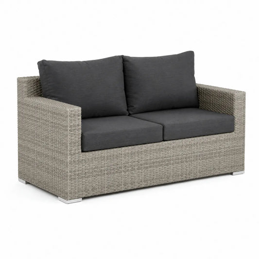 Sofa z technorattanu z poduszkami poliestrowymi, szary/antracytowy