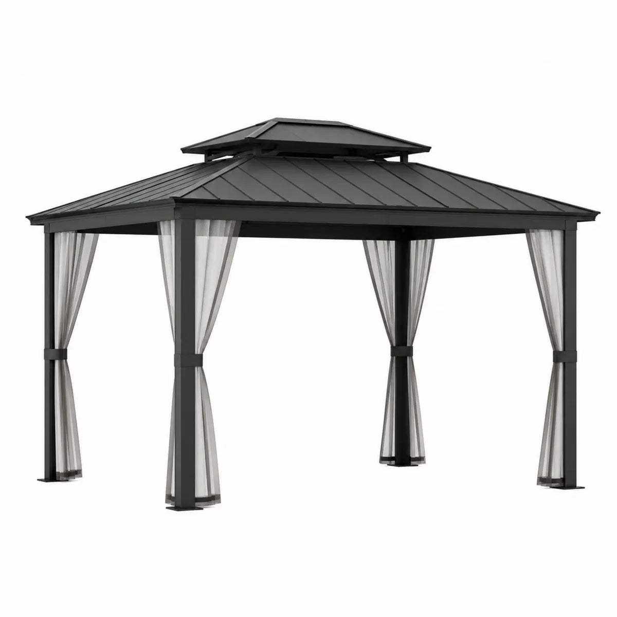 Pawilon ogrodowy z aluminiowym dachem i zasłonami poliestrowymi 400x300 cm