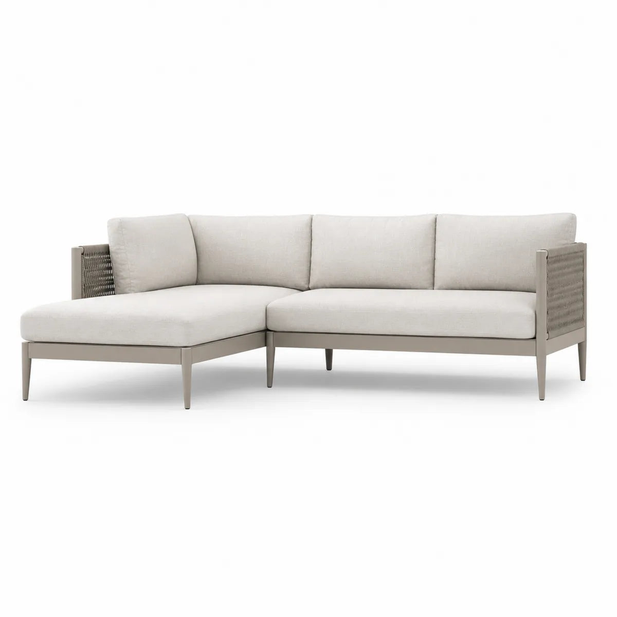 Narożnik ogrodowy aluminiowy z beżowymi poduszkami 250x150 cm
