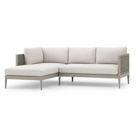 Narożnik ogrodowy aluminiowy z beżowymi poduszkami 250x150 cm