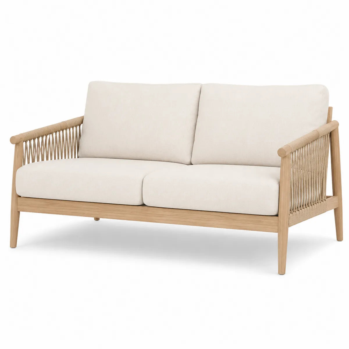 Dwuosobowa sofa ogrodowa z drewna i poliestru 150 cm