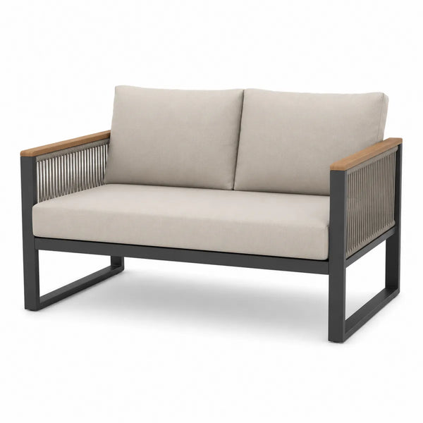 Dwuosobowa sofa ogrodowa aluminiowa z poliestrem beżowa 130x75x80 cm