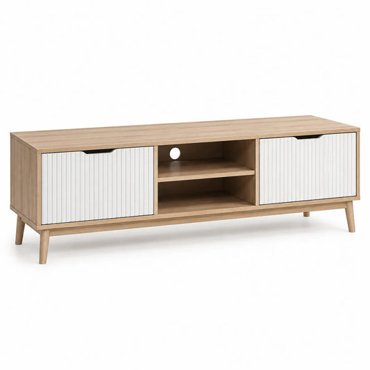 Szafka RTV z płyty MDF i fornirem dębowym 120x40x50 cm