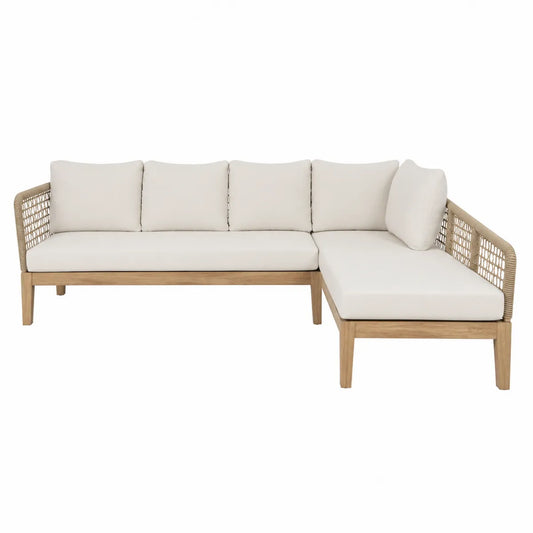 Narożnik zewnętrzny z drewna tek i tkaniny beżowy 280x210 cm