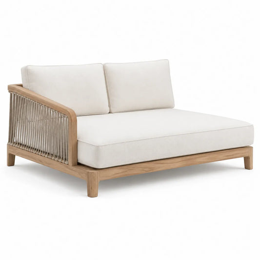 Leżanka ogrodowa jasnokremowa drewno teak 140 cm