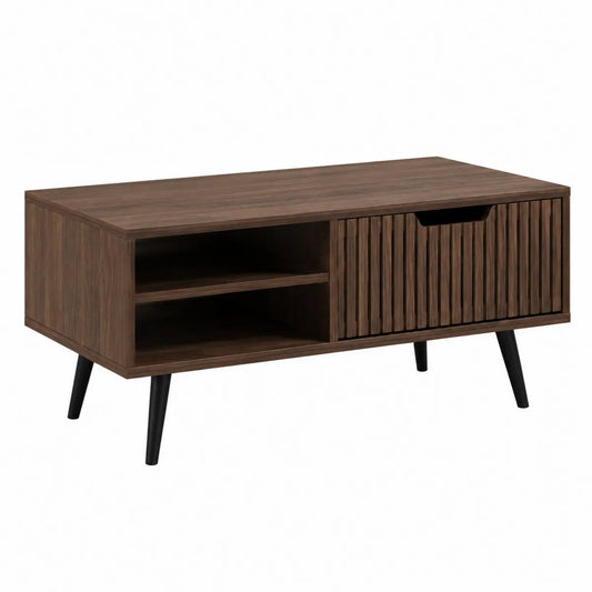 Brązowy stolik kawowy MDF i metal 100x50x45 cm