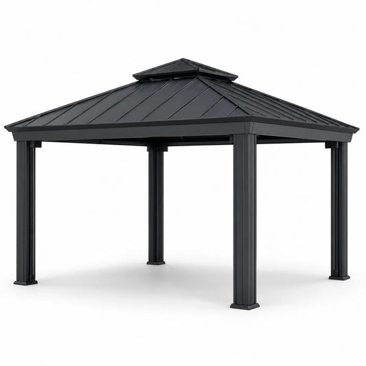 Altana ogrodowa metalowa stalowa 300x400 cm czarna