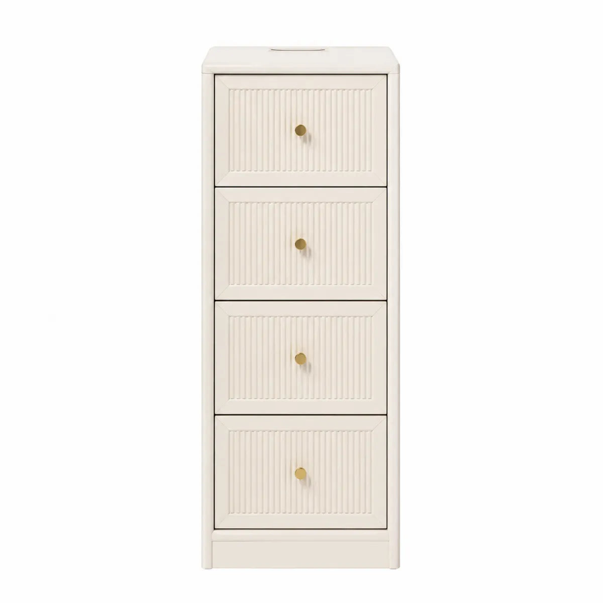 Kremowa komoda z 4 szufladami MDF i metalowymi uchwytami 104x30x30 cm
